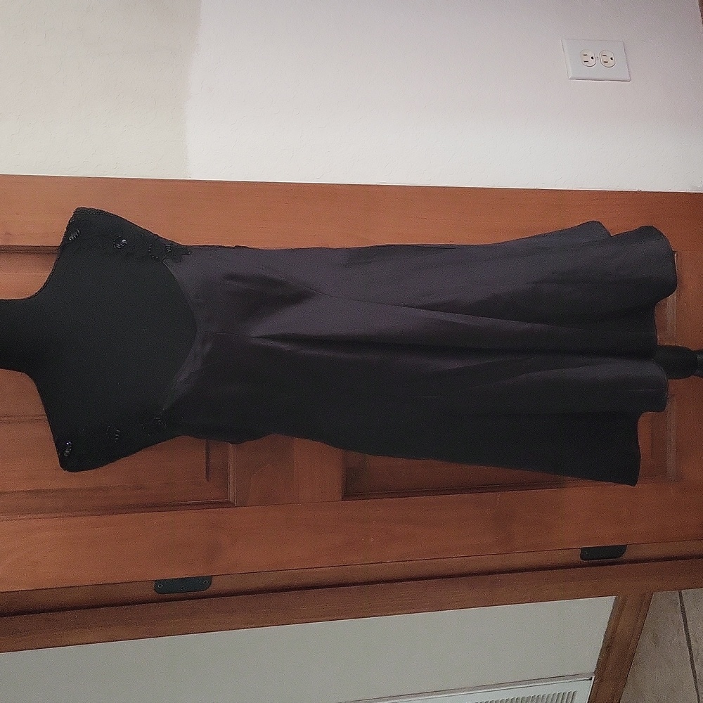 Black night gown with lace and beaded straps by Californa Miss